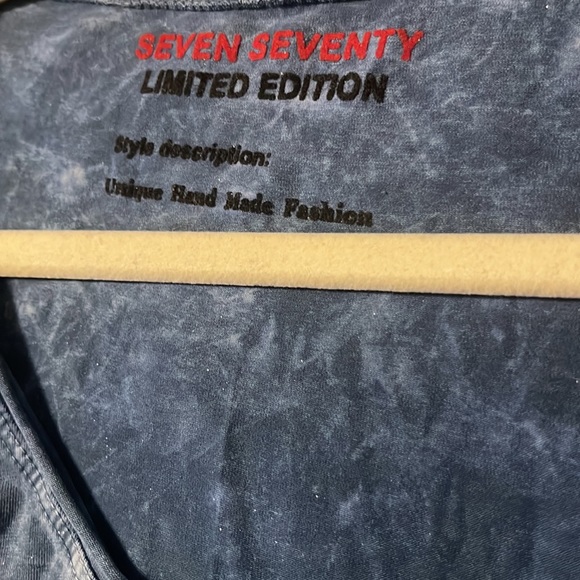 Seven Seventy Limited Edition Indigo Tie Dye Dress with fringed sides. Size L - Picture 7 of 7